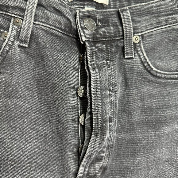 Agolde Black Nico High Rise Button Fly Medium Wash Ankle Slim Jeans Women's 25 - Picture 7 of 9